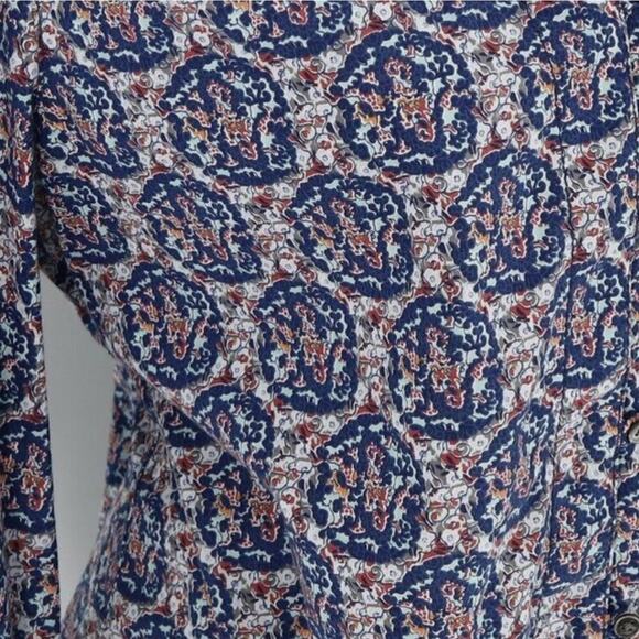 Lands' End Blue White Multicolor Button Up Cotton Women's Blouse Shirt Sz 6 - Picture 3 of 12